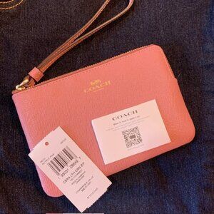 NEW Coach True Pink Zippered Card Holder Wristlet